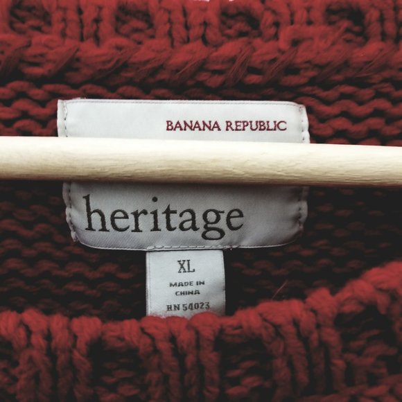 BANANA REPUBLIC HERITAGE  Chunky Cable Knit Sweater Wool Acrylic Nylon XL - Picture 3 of 6